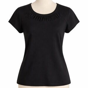 St. John Sport | Ruched Scoop Neck Black Top | S